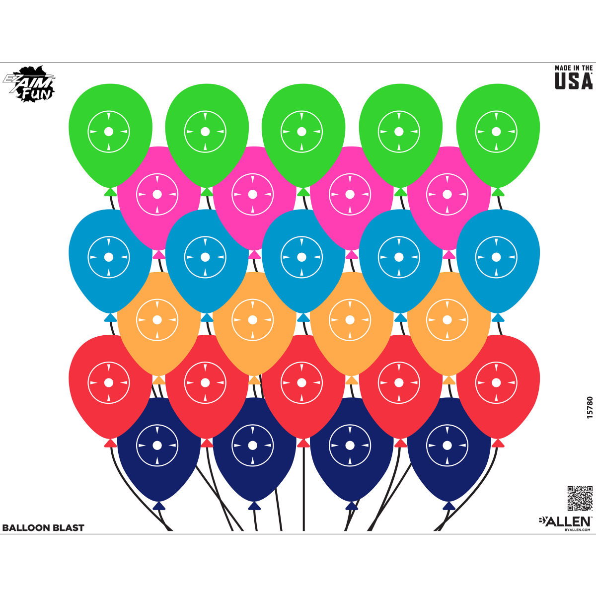 EZ Aim® FUN Balloon Blast Paper Shooting Target, 24" x 19," 4-Pack, Multi