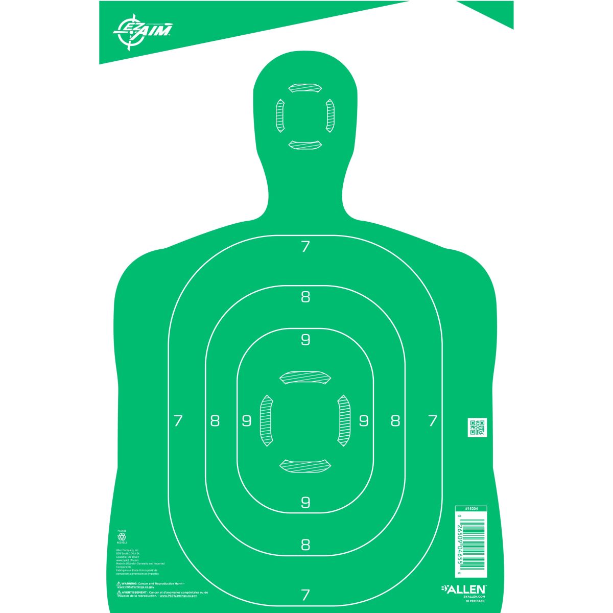 EZ Aim® 12" x 18" Paper Shooting Targets Silhouette, High Contrast Green Design for Accuracy Training, Pistol Rifle Practice, 10 Pack