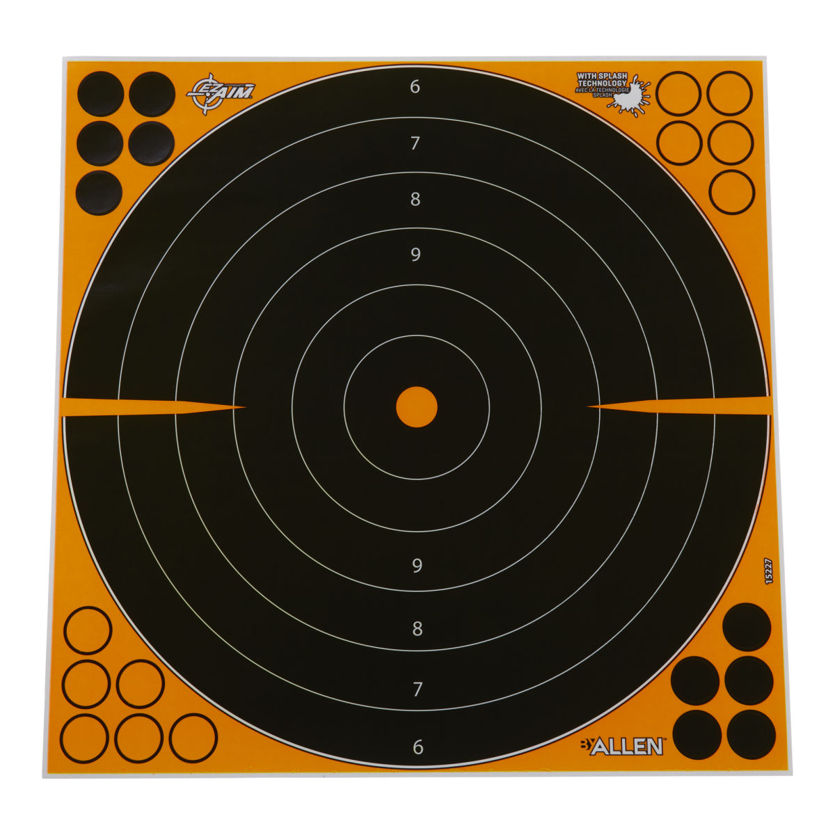 EZ Aim® Adhesive Splash Reactive Paper Shooting Targets, Bullseye, 17.5"W x 17.5"H, 5-Pack, Black/Orange