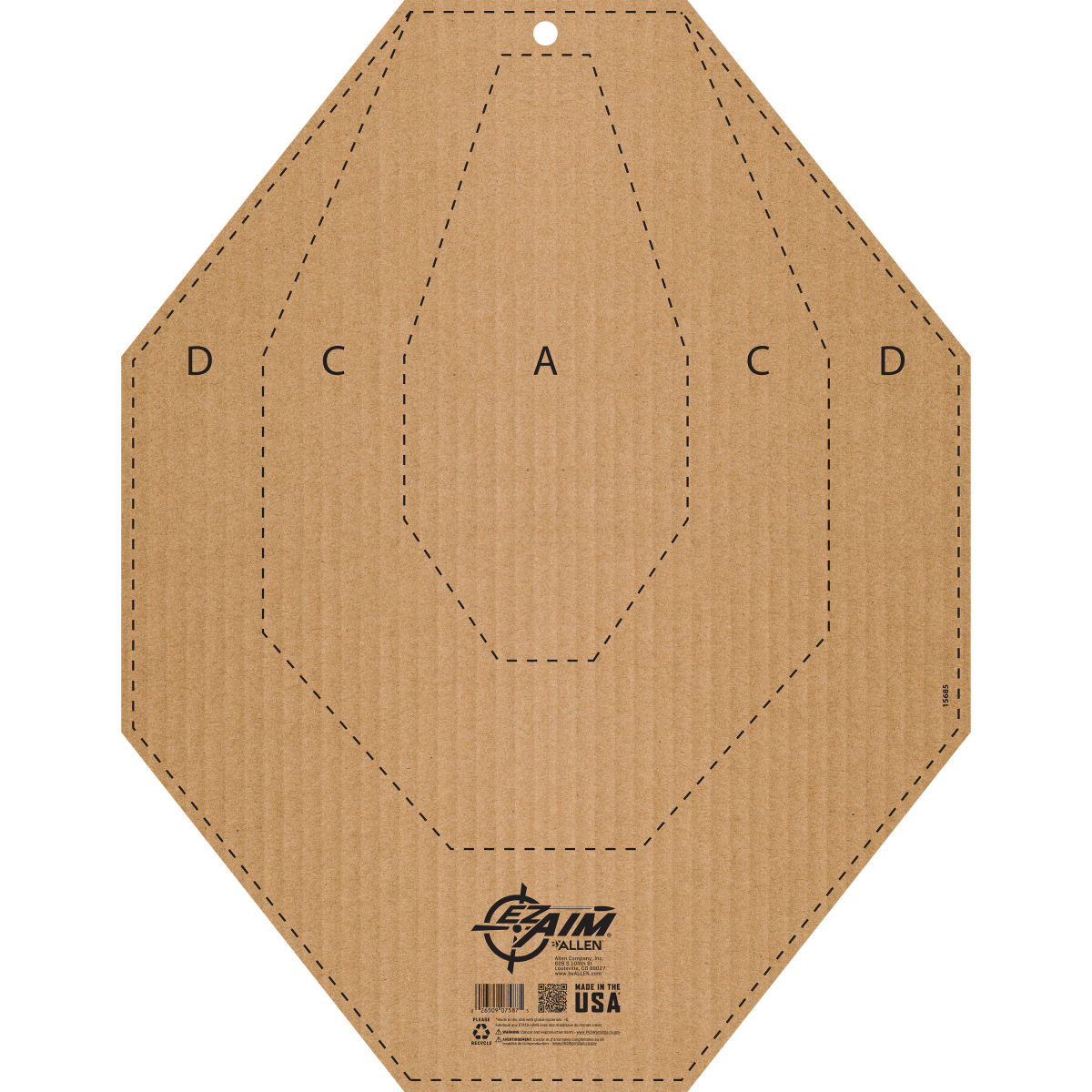 EZ Aim® IPSC CL USPSA Full Size Corrugated Silhouette Paper Shooting Target, 1-Target, 14" x 22," Tan