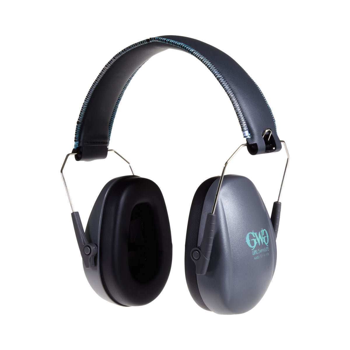 Girls With Guns® Assure Low-Profile Earmuffs, 23 dB NRR, ANSI S3.19 & CE EN352-1 Hearing Protection Rated, Gray/Teal/Black