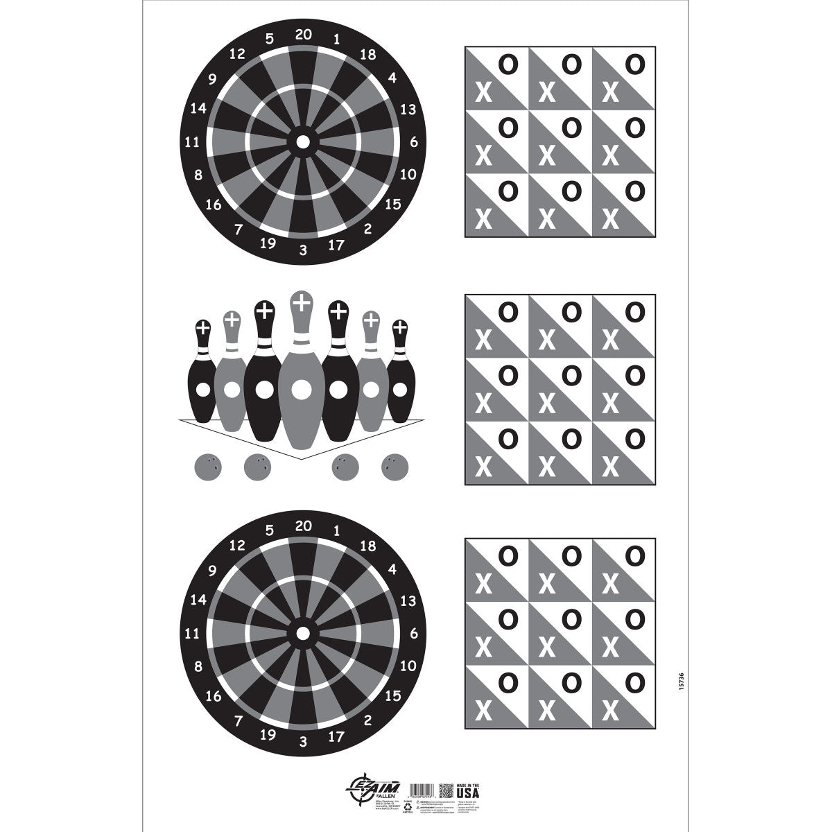EZ Aim® Handgun Games Shooting Target & Backer, Corrugated, 1-Target, 23" x 35," White