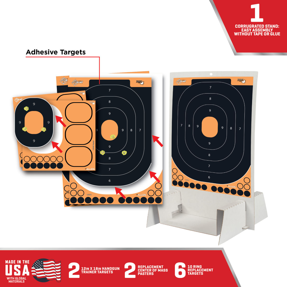 EZ Aim Splash® Firearm Trainer Kit, 14"W x 22"H Target Stand, 25-Targets, 0.6 lbs., Black