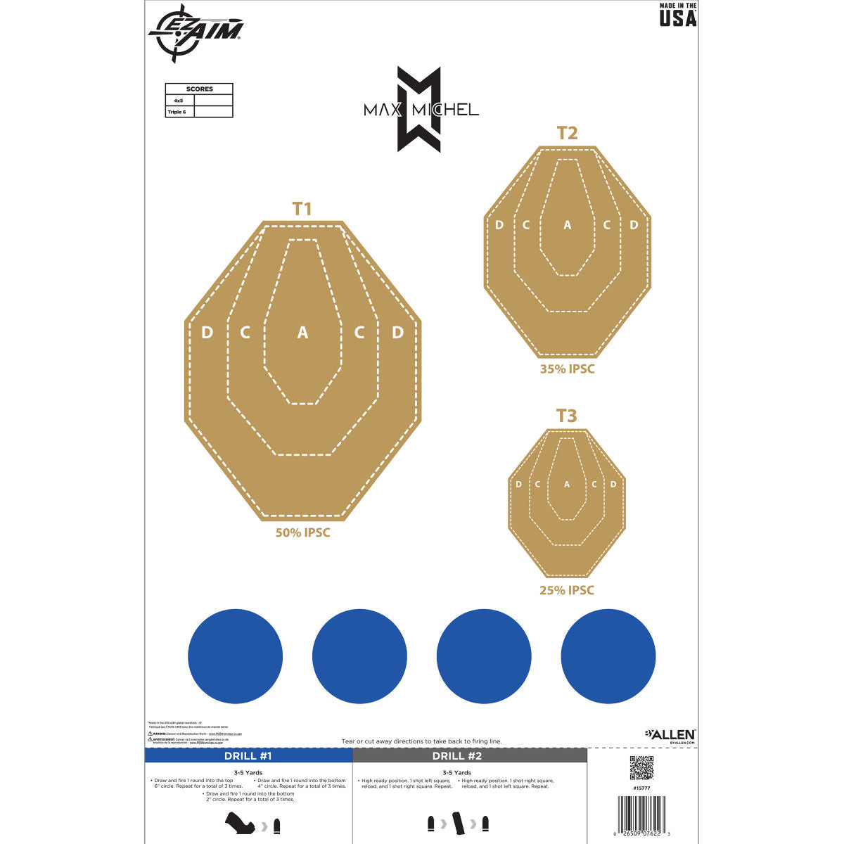 EZ Aim® Max Michel Course of Fire Training Target, B-2 Paper Shooting