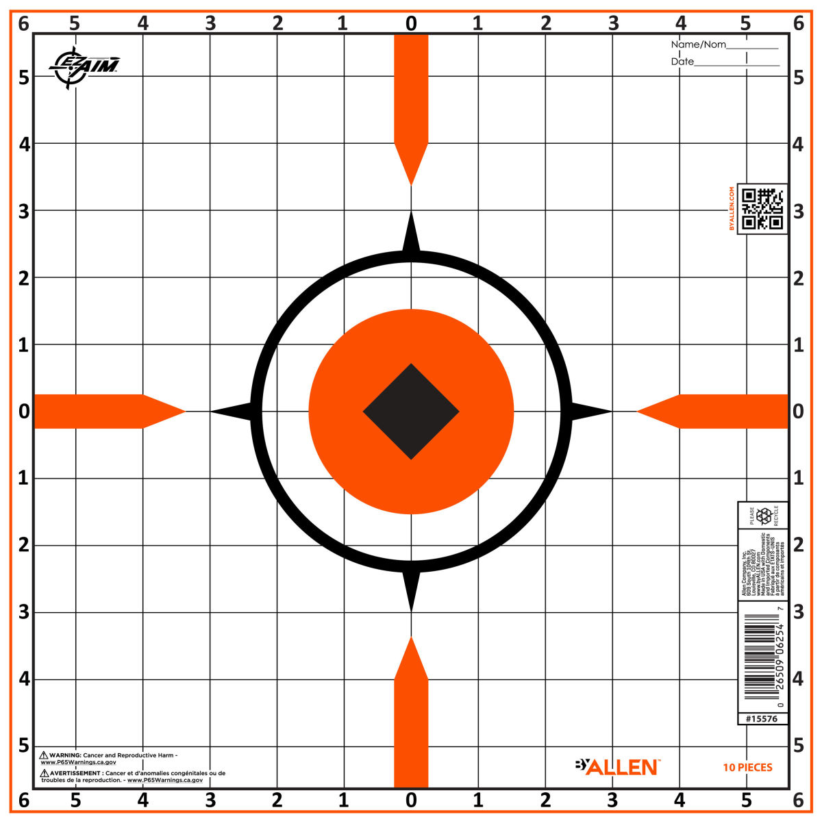 EZ-Aim® Paper Targets for Shooting by - Sight-In Grid - Gun Range and Shooting Practice Accessories - 23" x 35" - 10-Pack - Orange/White