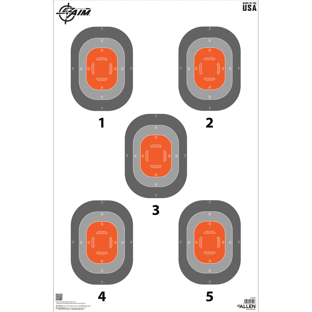EZ Aim® 5-Spot Paper Target, 23 x 35, 50-Pack