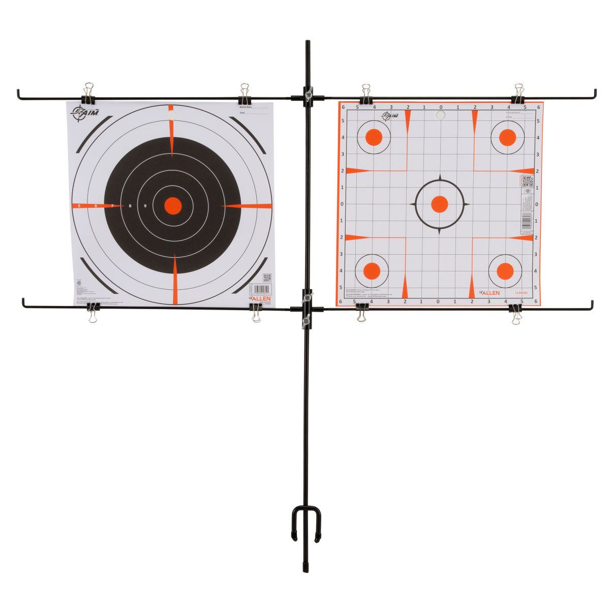 EZ Aim® Target Stand by - Double Paper Target Holder for Shooting Range Practice - Steel Construction Gun Range Accessories - Adjustable Height
