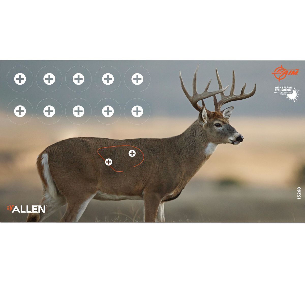 EZ Aim Splash® Reactive Paper Shooting Targets, Whitetail Target, 24"W x 13"H, 3-Pack, Multi-Color