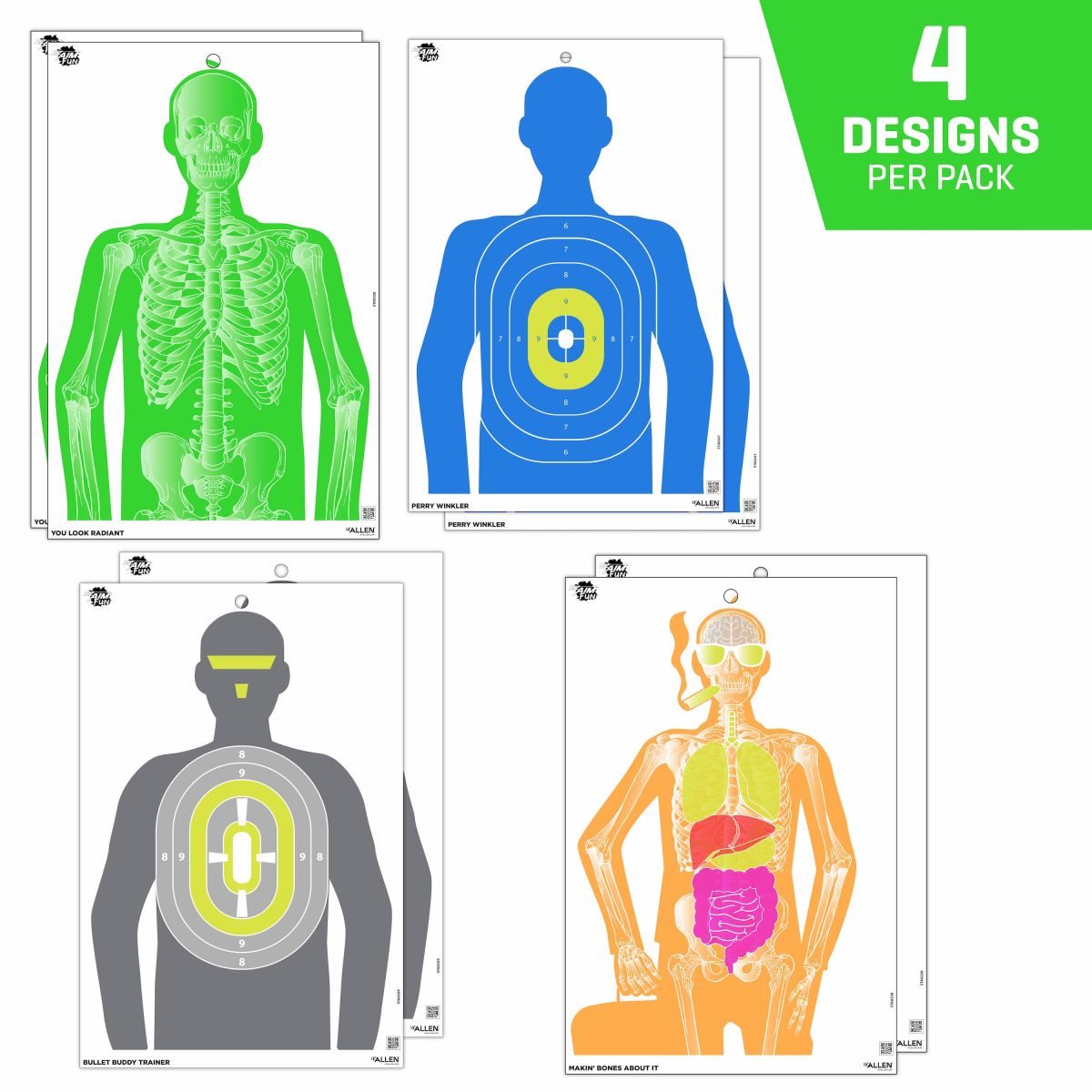 EZ Aim® Fun Imposing Figures Paper Shooting Target Assortment, 12”W x 18”H, 8-Pack, Multi