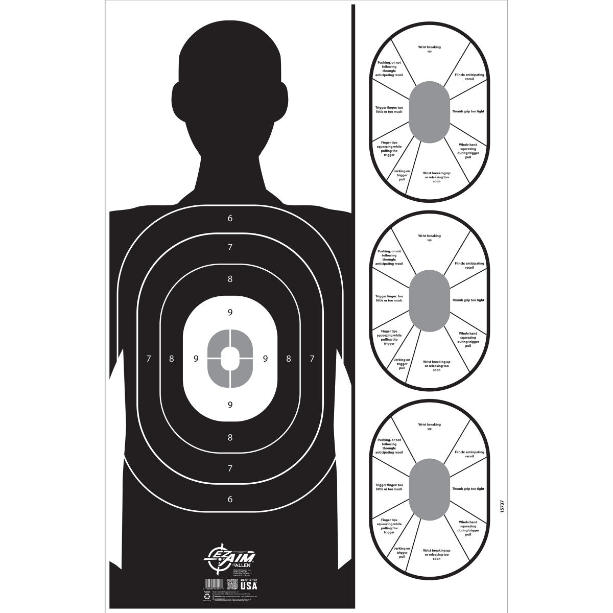 EZ Aim® Handgun Trainer Shooting Target & Backer, Corrugated, 1-Target, 23" x 35," White