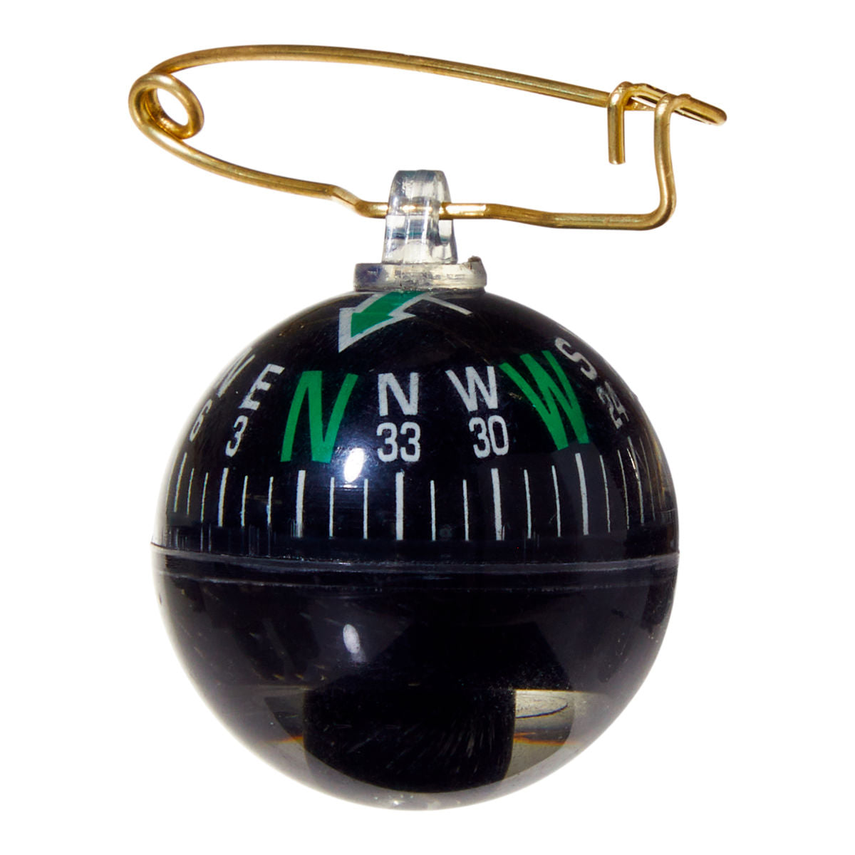 Pin on Ball Liquid Filled Compass, Black