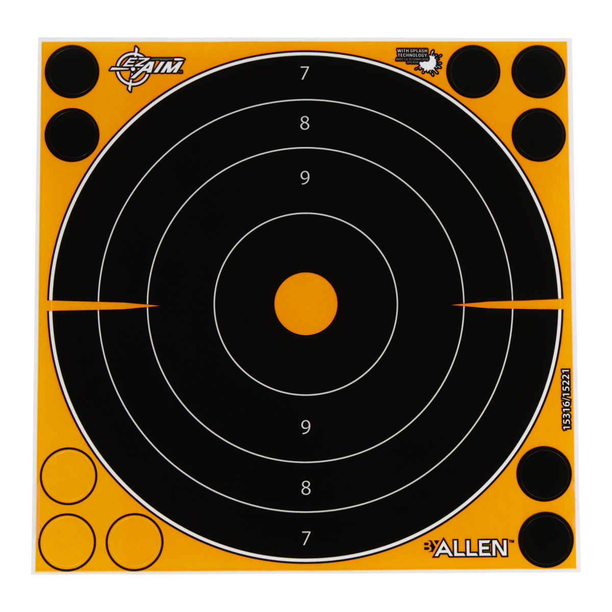 Adhesive Splash Reactive Paper Shooting Targets, Bullseye, 8"W x 8"H