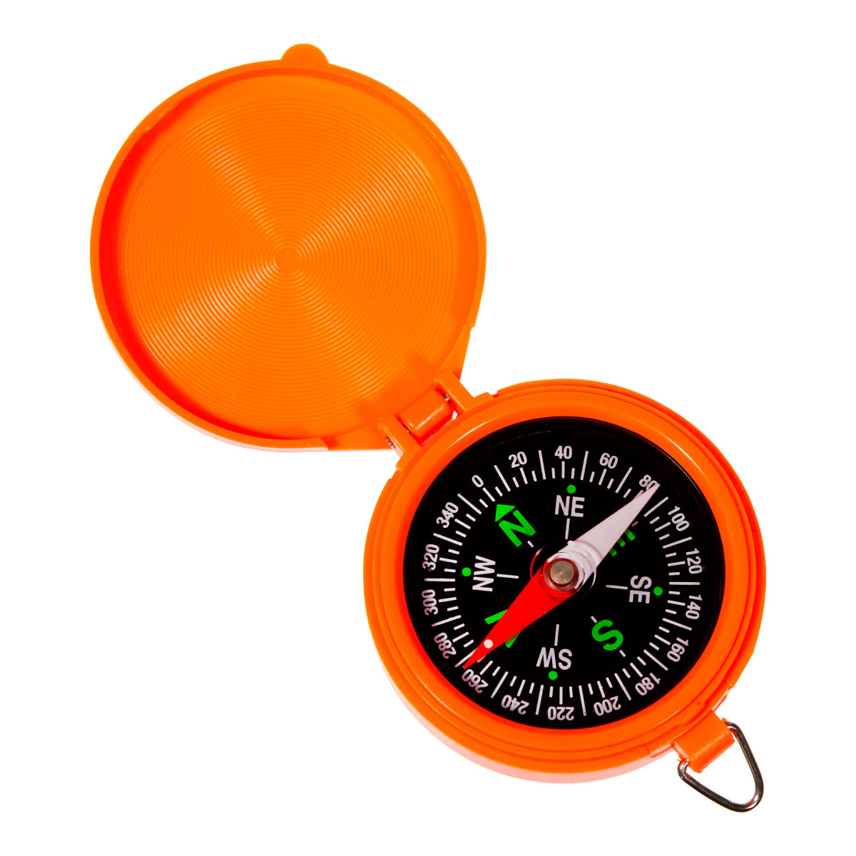 Pocket Compass with Lid, Luminous Dial, Orange