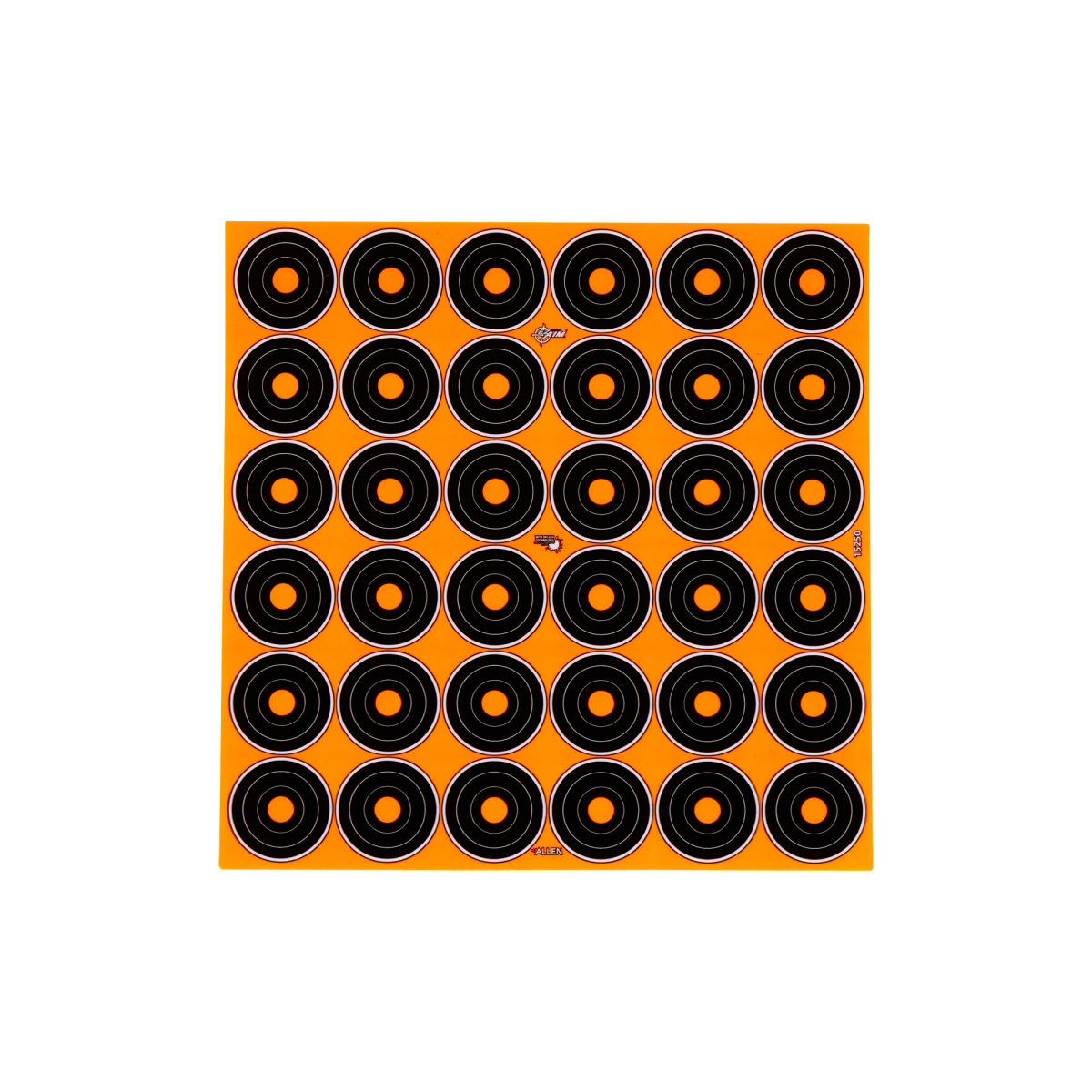 EZ Aim® Adhesive Splash Reactive Paper Shooting Targets, 1" Bullseye, 36 Targets Per Sheet, 12-Sheets, Black/Orange