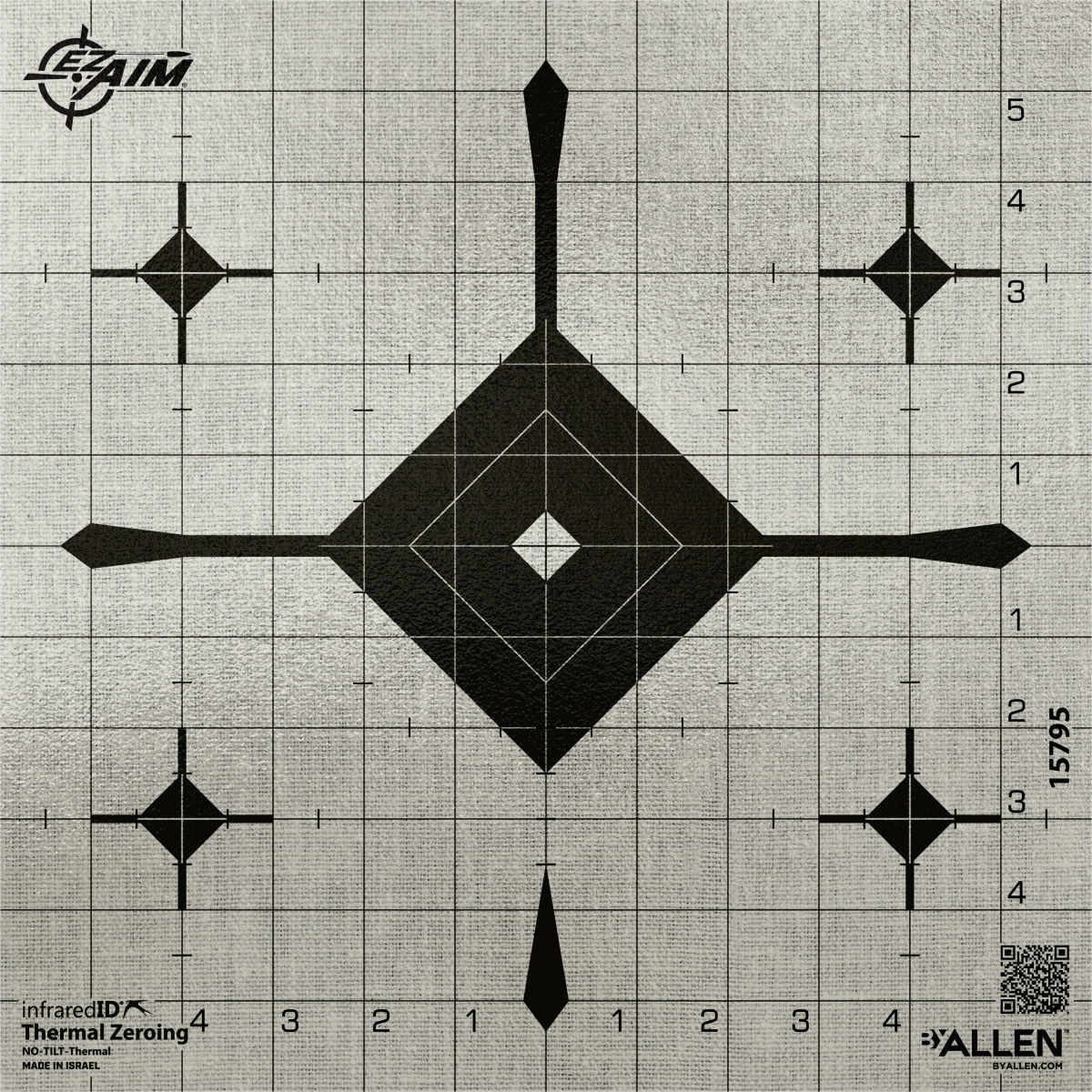 EZ Aim® Thermal ID Grid Bullseye Paper Target, 12" x 12," Gray