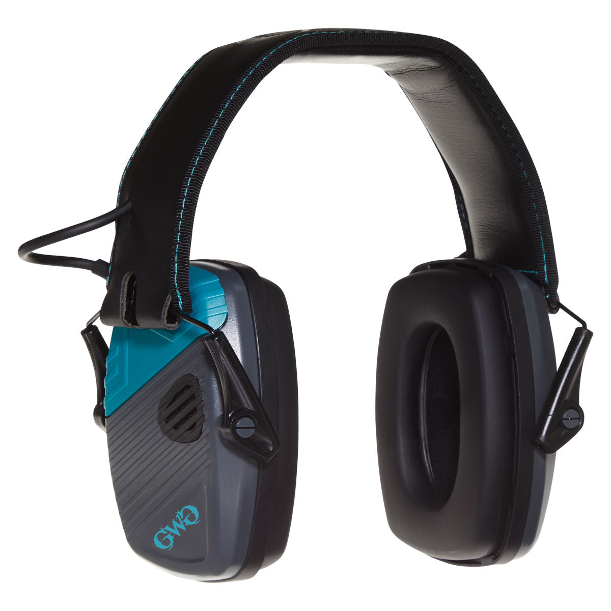 Girls With Guns® Shield Low-Profile Electronic Earmuffs, 24 dB NRR, ANSI S3.19 & CE EN352-1 Hearing Protection Rated, Gray/Teal/Black