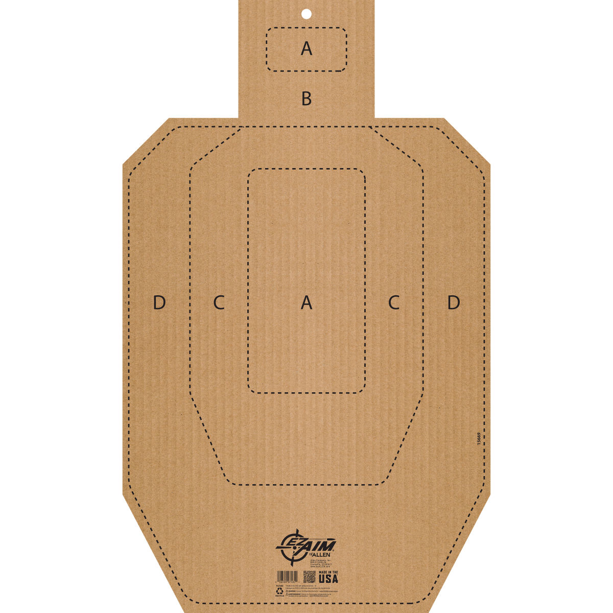 EZ Aim® IPSC CB-T Corrugated Silhouette Paper Shooting Target, 1-Target, Appx. 18" x 30," Tan