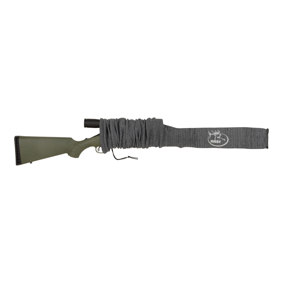 Rocky Mountain Elk Foundation Knit Gun Sock for Rifle/Shotguns With or Without Scope - Anti-Rust and Silicone-Treated for Gun Safe, Bag, and Case Storage - Drawstring Closure - 52", Heather Gray