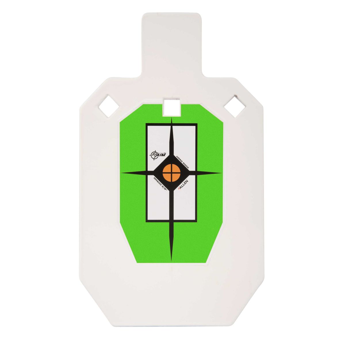 EZ Aim® Hardrock AR500 Steel Shooting Target, 3/8" Thick, IPSC Silhouette, 6"W x 10"H, White/Green/Black