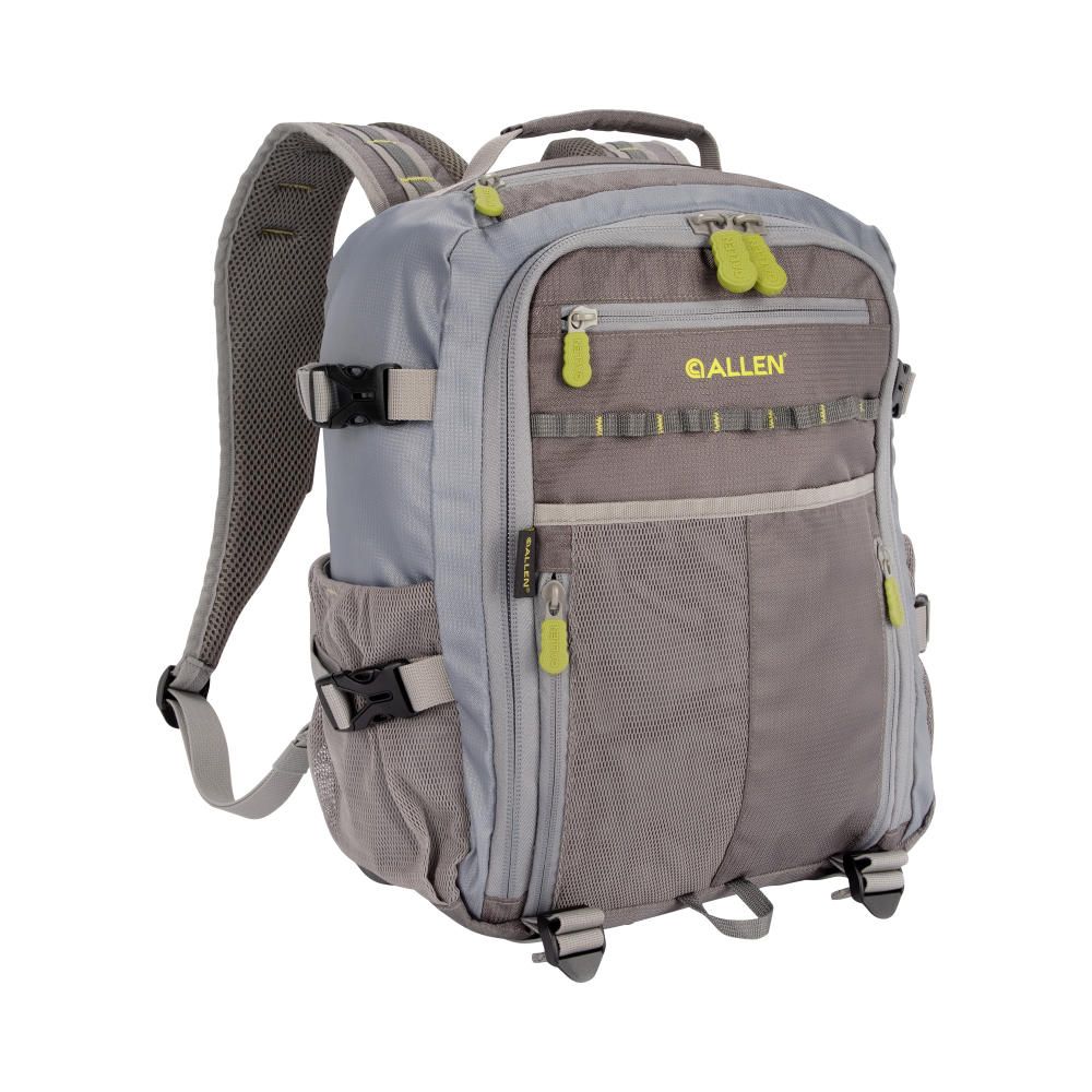 Allen Company Chatfield Compact Fishing Backpack, 12 L x 6 W x 15 H, 17.6  liters, Gray/Lime
