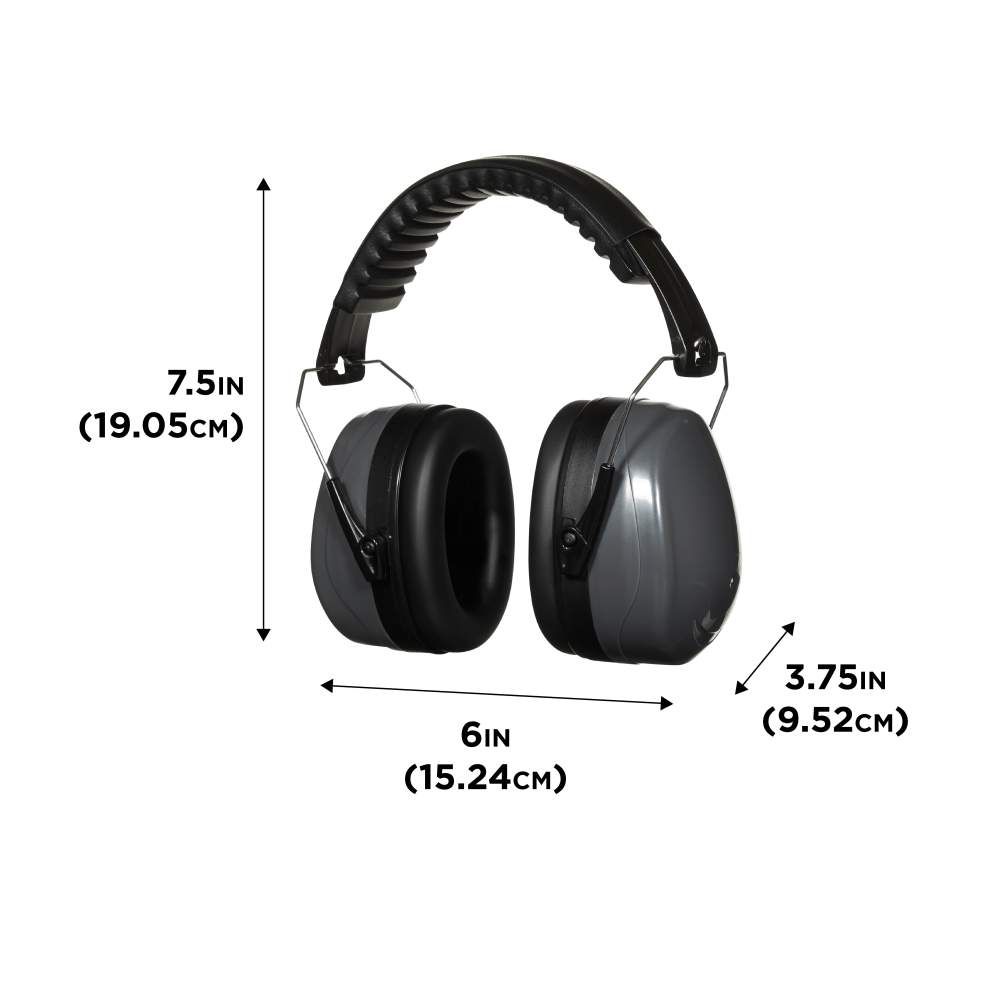 Allen Company Sound Defender Foldable Safety Earmuffs, 26 dB NRR, ANSI  S3.19 & CE EN352-1 Hearing Protection Rated, Black/Gray