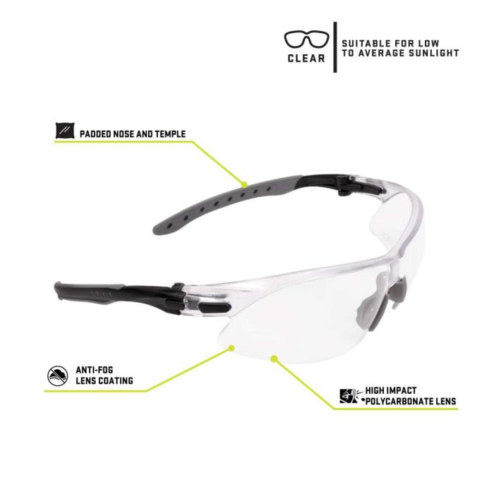 ULTRX Keen Safety Glasses, Clear