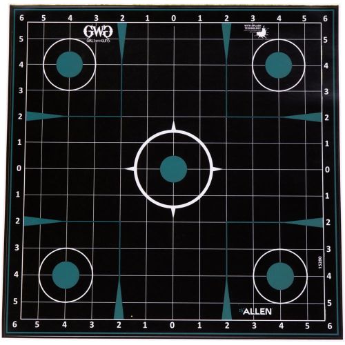 Girls With Guns Adhesive Splash Reactive Paper Shooting Targets, Sight-In Grid, 12"W x 12"H, 5-Pack, Black/Teal