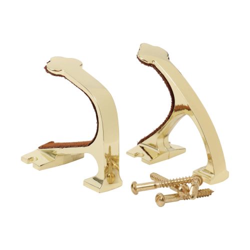 Allen Company Shotgun and Rifle Brass Wall Mount Hooks - Heavy-Duty Gun Rack - Shooting Accessories for Home - Comes With Four Brass-Plated Screws - One Pair