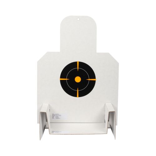 EZ Aim Adhesive Splash Reactive Paper Shooting Targets Kit & Target Stand, 6" Square Bullseye Targets, 6-Pack, 13.5"W x 17.5"H Silhouette Target Stand, Black/Orange/White