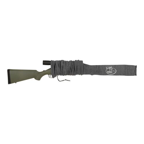 Allen Company Rocky Mountain Elk Foundation Knit Gun Sock for Rifle/Shotguns With or Without Scope - Anti-Rust and Silicone-Treated for Gun Safe, Bag, and Case Storage - Drawstring Closure - 52", Heather Gray