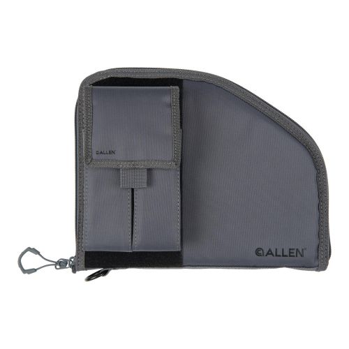 Allen Company Pistol Case with Mag Pouch, Full-Size Handguns up to 9.5”, Charcoal