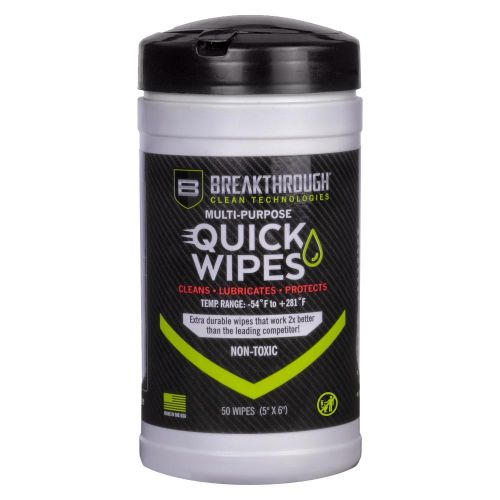 Breakthrough Clean Technologies Multi-Purpose CLP Quick Wipes, 5" x 6", 50-Pack Canister