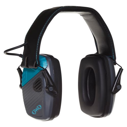 Girls With Guns Shield Low-Profile Electronic Earmuffs, 24 dB NRR, ANSI S3.19 & CE EN352-1 Hearing Protection Rated, Gray/Teal/Black