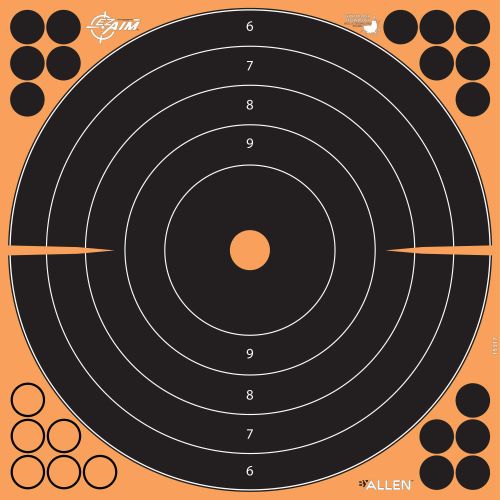 EZ Aim 12" Square Adhesive Splash Reactive Paper Shooting Targets, Bullseye, Black/Orange