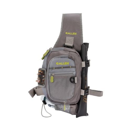 Allen Company Cedar Creek Fly Fishing Sling Pack, Fits up to 4 Tackle/Fly Boxes, Gray/Lime