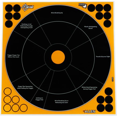 EZ Aim Adhesive Splash Reactive Paper Shooting Targets, Handgun Trainer, 12"W x 12"H, 5-Pack, Black/Orange