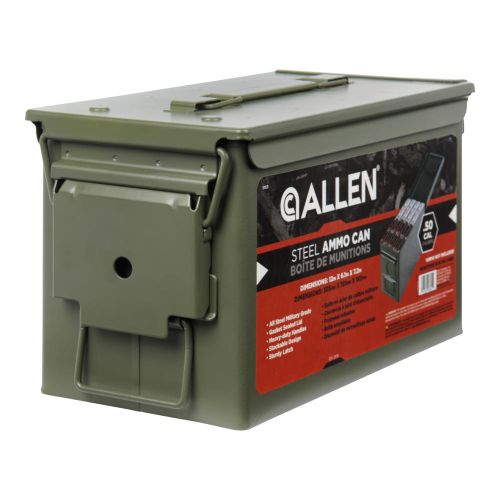 Allen Company Classic Steel Ammo Box - Large, Lockable, and Waterproof Ammo Storage for 50 Caliber - Shooting Accessories - Army Green Metal Container
