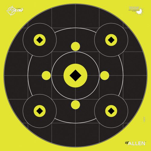 EZ Aim Splash Reactive Paper Shooting Targets, Bullseye, 12" Square, 12-Targets Per Pack, Black/Chartreuse