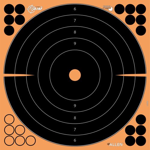 EZ Aim Splash Reactive Adhesive Paper Shooting Targets, Bullseye, 12" Square, 3-Targets Per Pack, Black/Orange