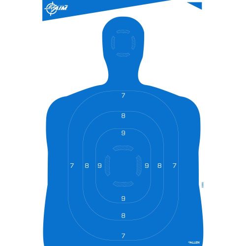 Allen Company 4-Pack EZ-Aim Silhouette Targets for Shooting - Human Body Paper Practice Targets - Gun Range Accessories - 23" x 35" - Blue