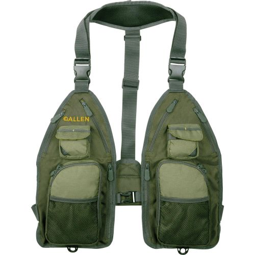 Allen Company Ultra-Light Gallatin Strap Fly Fishing Vest, Fits up to 4 Tackle/Fly Boxes, 14 Accessory Pockets, Green