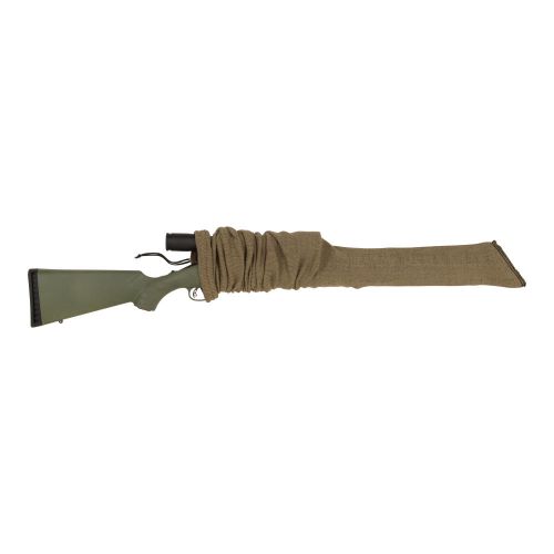 Allen Company Knit Gun Sock for Rifle/Shotguns With or Without Scope - Anti-Rust and Silicone-Treated for Gun Safe, Bag, and Case Storage - Drawstring Closure - 52", Tan
