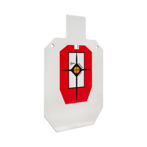 EZ Aim Hardrock AR500 IPSC Silhouette Shooting Target, 9"W x 14.875H", White/Red/Black