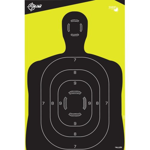 EZ Aim Splash Reactive Paper Shooting Targets, Silhouette, 12"W x 18"H, 5-Pack, Black/Chartreuse