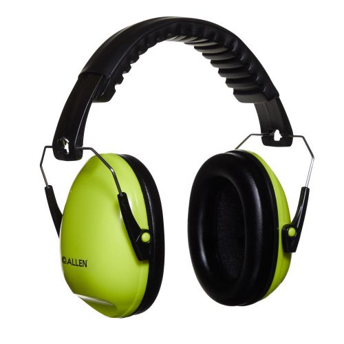 Allen Company Youth Sound Shield Foldable Safety Earmuffs, 21 dB NRR, ANSI S3.19 & CE EN352-1 Hearing Protection Rated, Black/Chartreuse