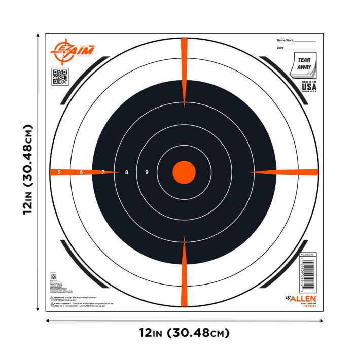 EZ Aim® Paper Shooting Targets, Bullseye, Peel Away Target