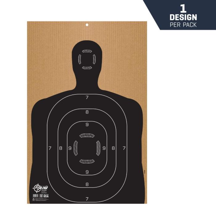 EZ Aim Silhouette Shooting Target B27, Corrugated, 1-Target