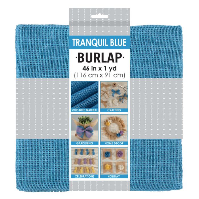Allen Company Precut Natural Jute Burlap Finished Edges 46 W x 1 Yard Tranquil Blue