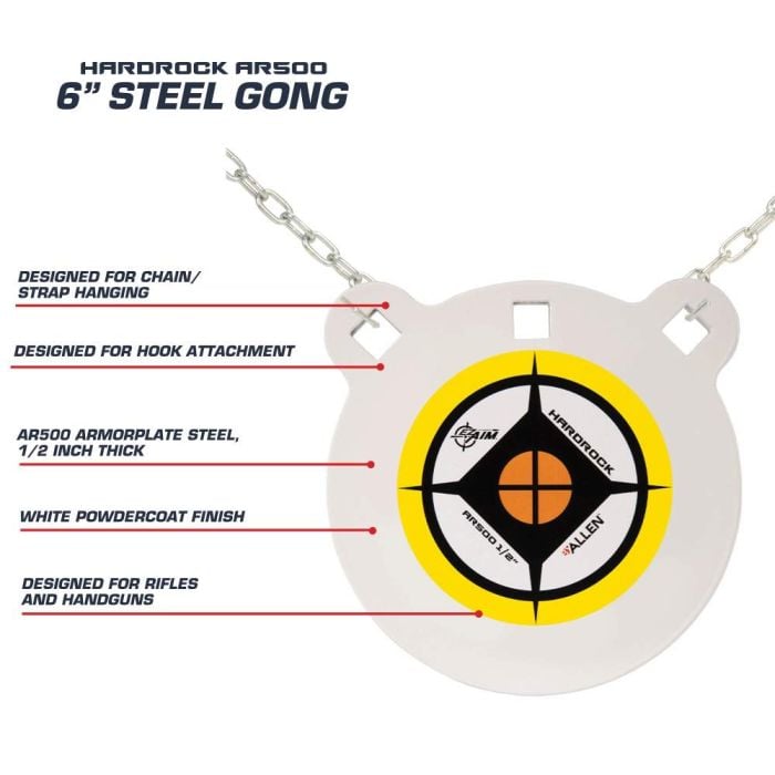 Ez Aim 6 Hardrock Ar500 Steel Gong Shooting Target, 4.2 lbs