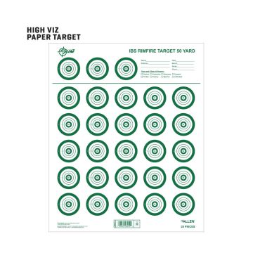 EZ Aim IBS Rimfire Paper Shooting Targets, 25-Targets Per Sheet, 14"W x 17"H, 25-Pack, Green/White